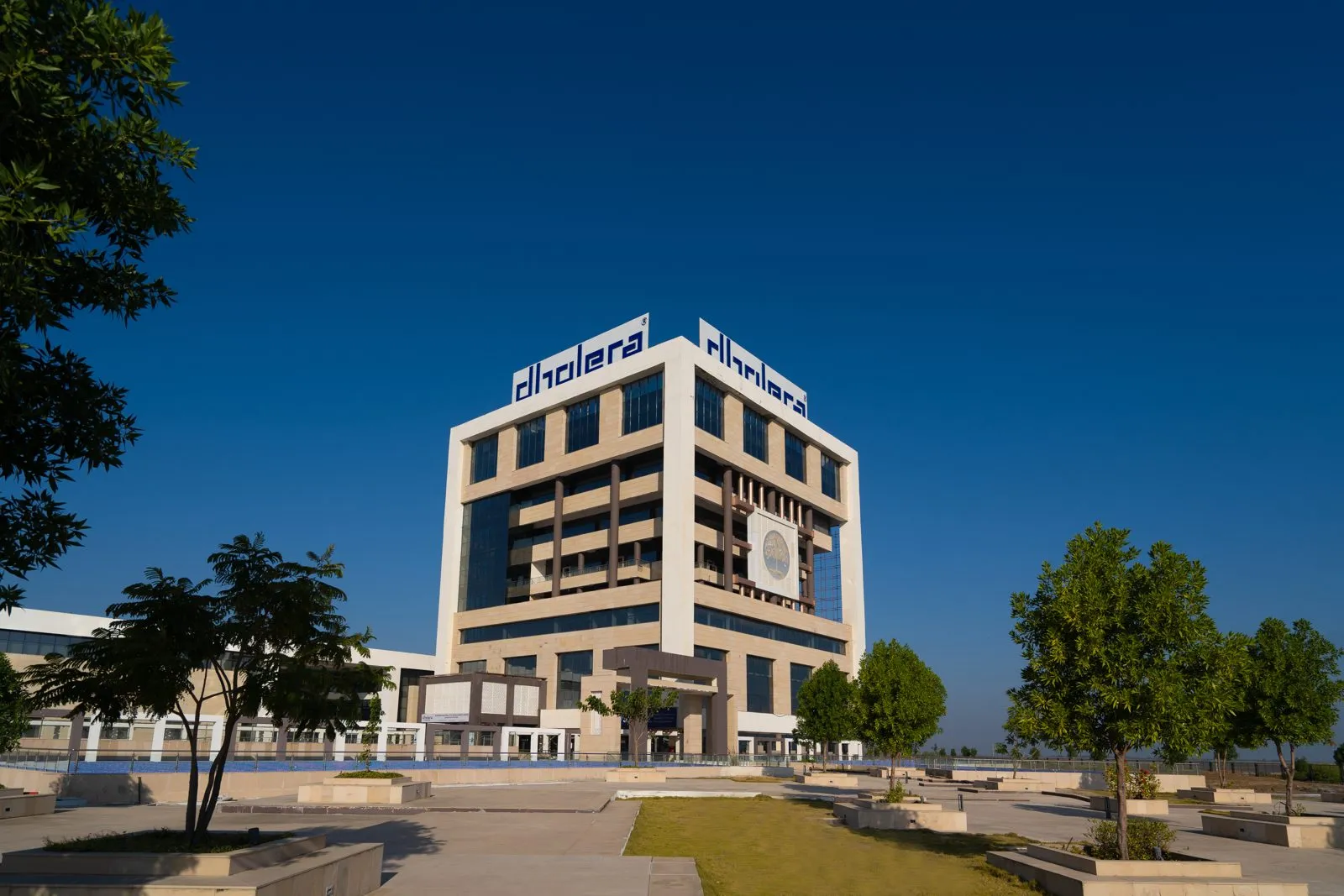The ABCD building in Dholera with smart city signage