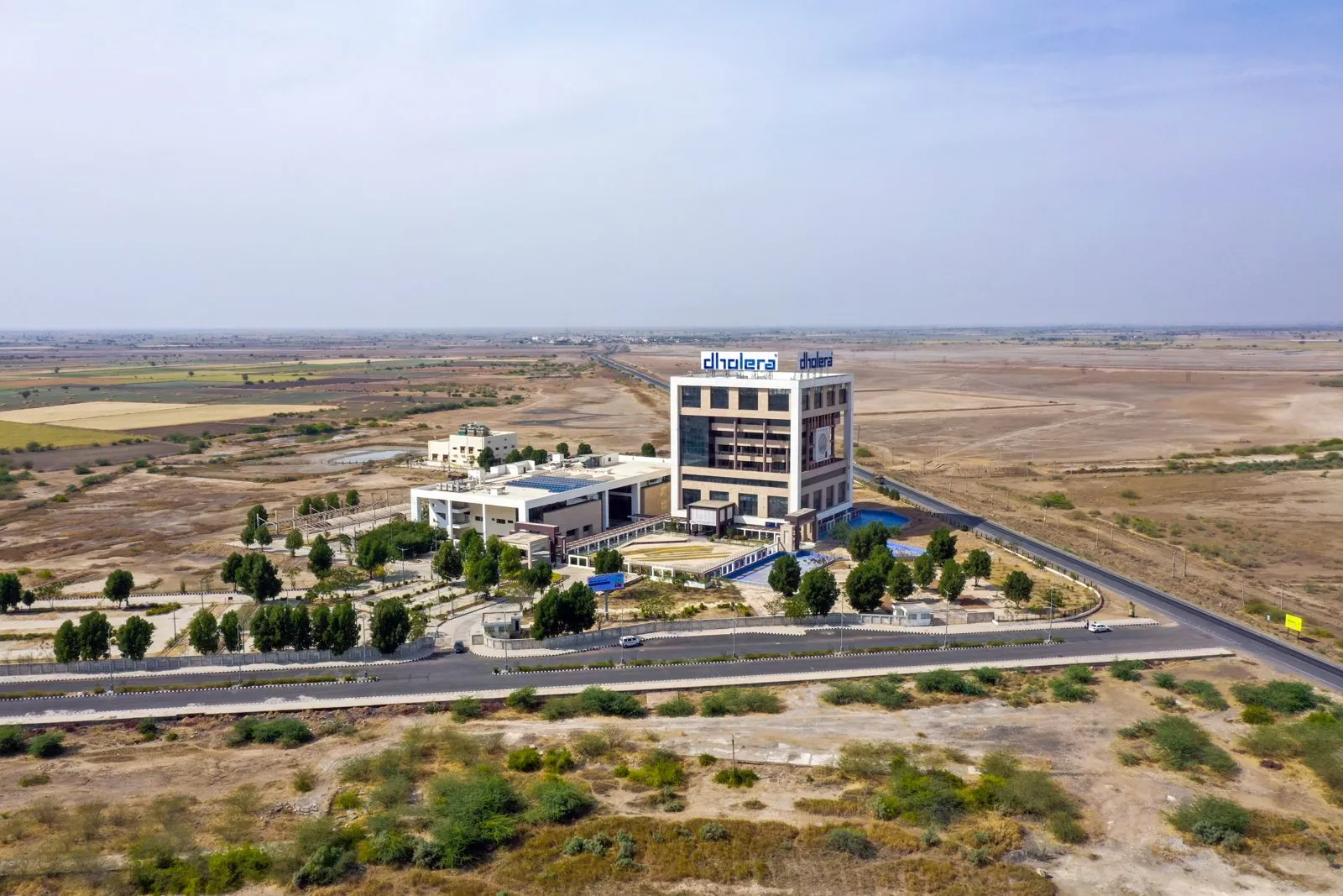 Evening view of the ABCD building in Dholera SIR