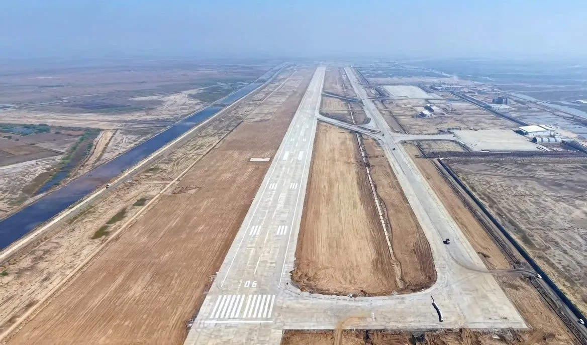 Runway construction in progress at Dholera International Airport