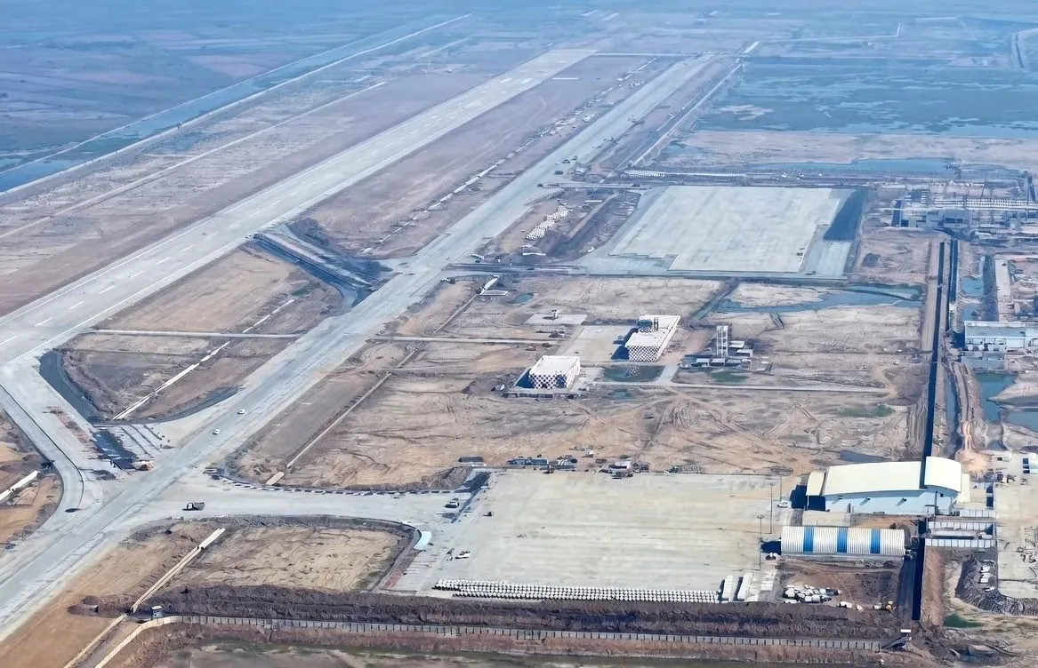 Dholera International Airport Phase 1 terminal and runway construction in progress
