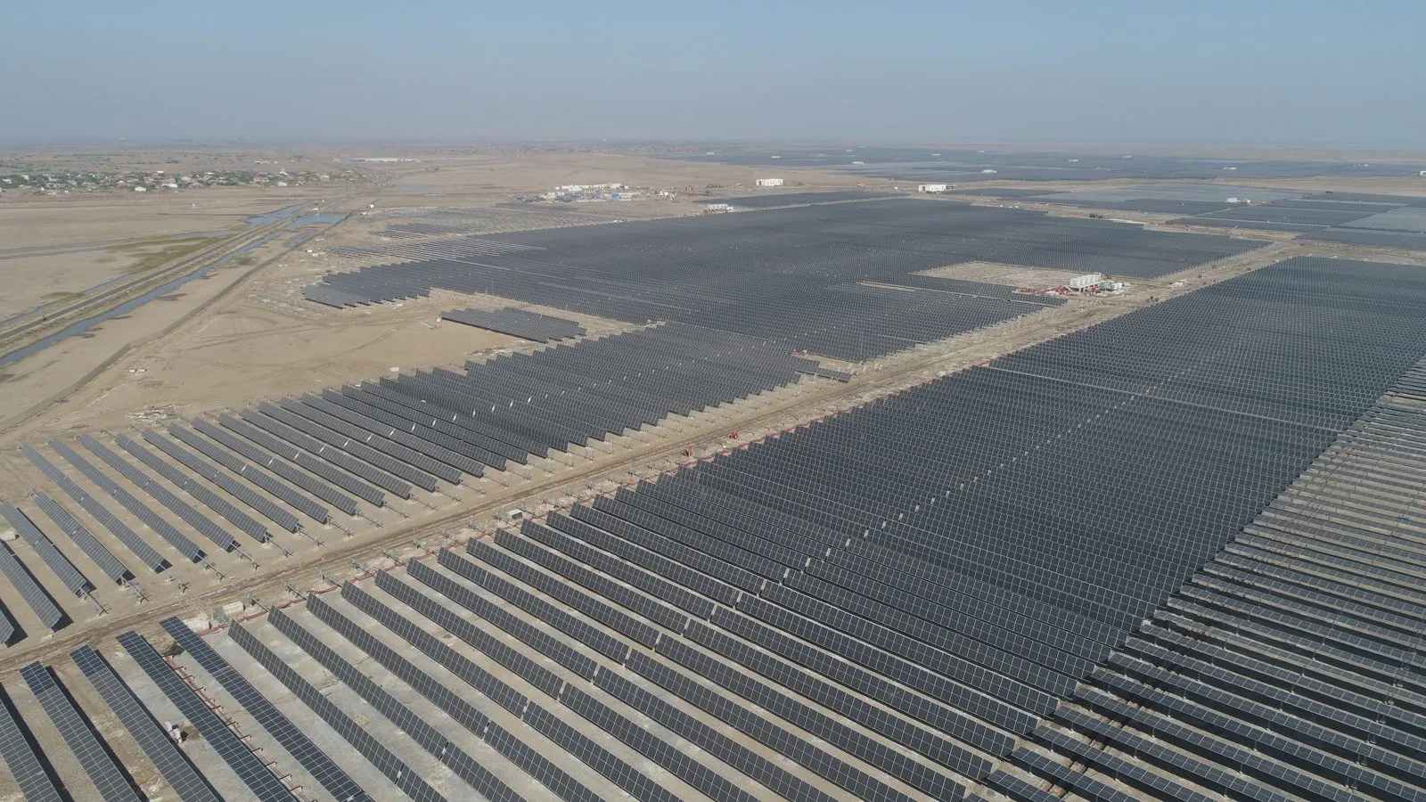 Aerial view of the Dholera solar park arrays