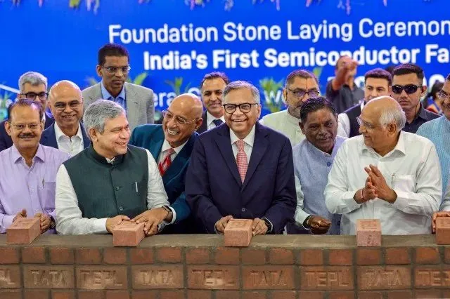 Tata Electronics foundation ceremony at the Dholera semiconductor fab site