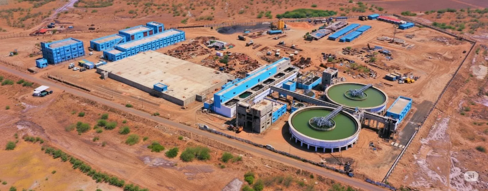 Panoramic view of Dholera's water treatment infrastructure